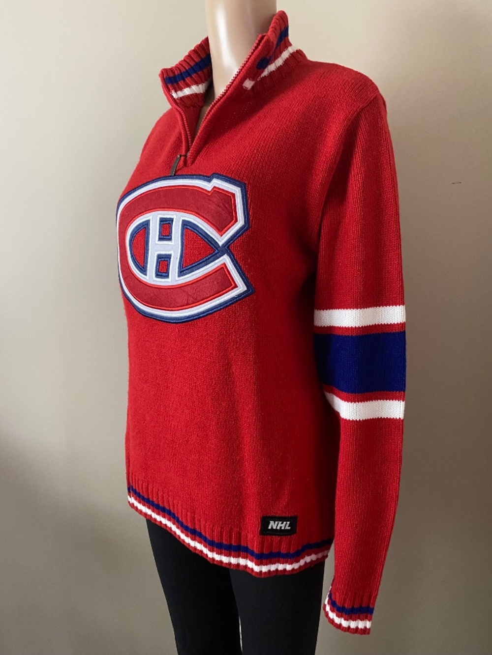 NHL Montreal Canadiens quarter zip knit sweater, size small - Picture 2 of 8